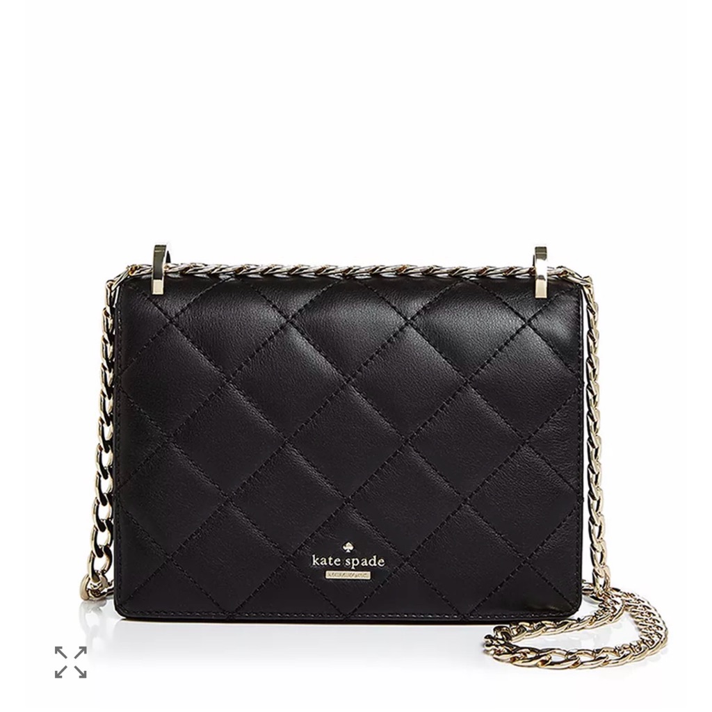 Kate Spade Black Quilted Leather Crossbody With Gold Chain